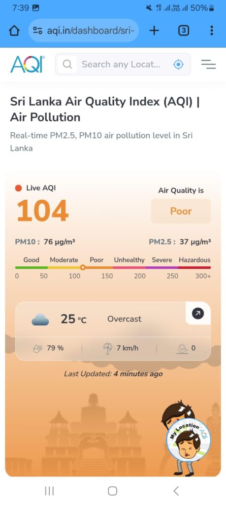 Air quality Sri Lanka affected rain many areas 5613